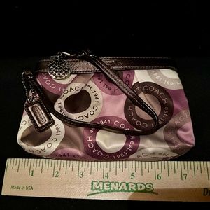 Coach wristlet - circles - satin and leather